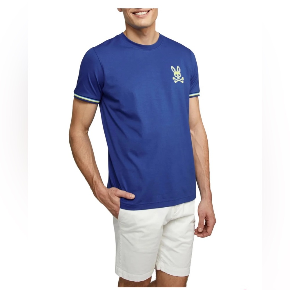Psycho  Bunny Norton Golf Graphic T-Shirt Blue Lime Medium
